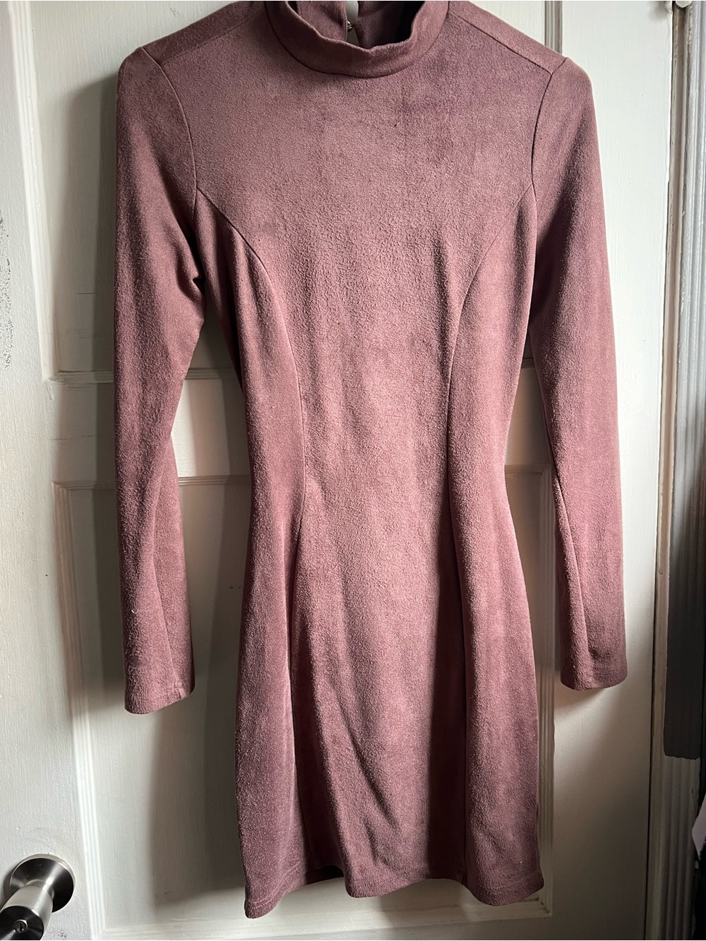 Mock Neck Long Sleeve Dress in Mauve